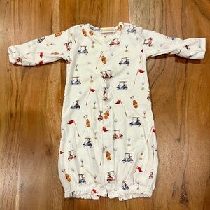 Baby Club Chic White Golf-Print Newborn Converter Gown